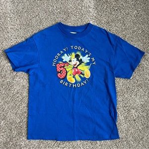 🆕 EUC Disney Mickey Mouse 5th Birthday blue shirt youth XS